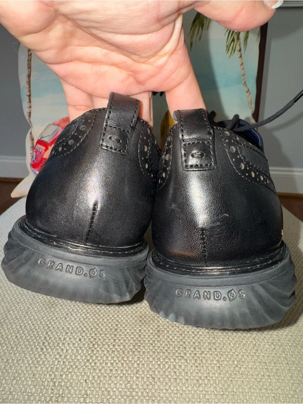 Cole Haan Men'S Original Grand Shortwing Oxford Shoes Triple Black Size 12